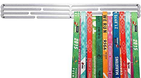 United Medals BLANK Medaillenhalter Running Laufen Sport für 60 Medaillen Aufbewahrung - Läufer, Sportler Geschenk Marathon Zubehör - Medal Holder Hanger Display Rack - gebürsteter Edelstahl