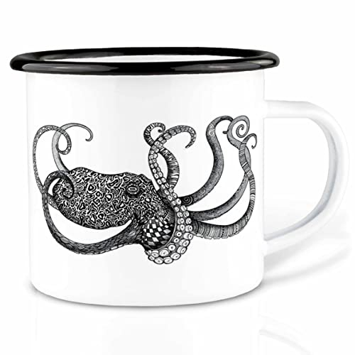 Ligarti Tazza smaltata | Tazza rifinita a mano | Design Mug | Maritim | Animali marini
