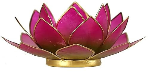 Capiz Chakra Lotuslicht grün-rosa Goldrand - 13.5 cm