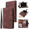 UEEBAI Wallet Case for iPhone 7/8/SE 2022 5G/SE 2020, Premium PU Leather Magnetic Handbag Zipper Case Kickstand Card Slots Wrist Strap Flip Cover for iPhone SE3/SE2 - Coffee