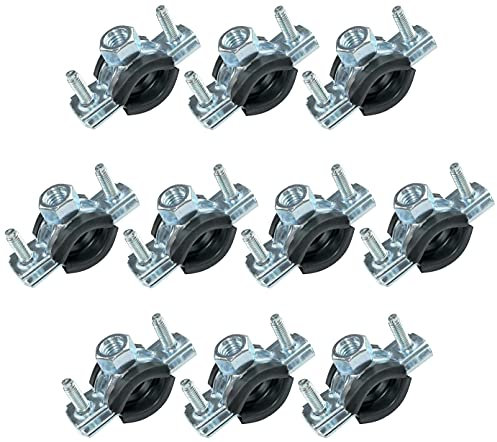 AERZETIX - Juego de 10 - Abrazadera isofónica - soporte de fijación con junta - para tubo Ø3/8'' 15-19mm - DIN EN 10111 - en acero galvanizado - para atornillar М8 - C49892