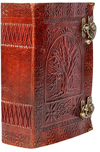 QualityArt 10 Fat Tree Of Life Leather Journal Large 600 Pages Grimoire Book of Shadow Notebook Journal Blank Handmade Book Sketchbook