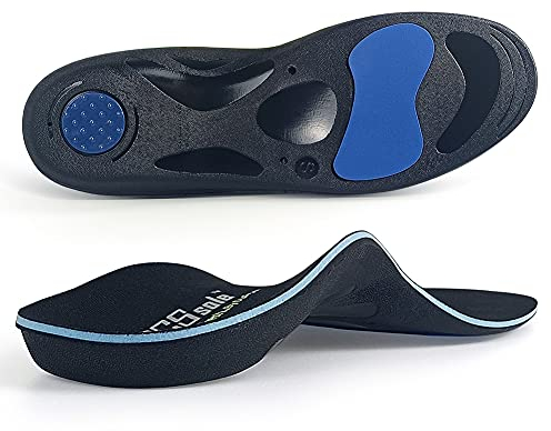 PCSsole Solette Gel Plantari Ortopediche, Solette Scarpe Antinfortunistiche per Sportive per Piede Piatto, Fascite Plantare, Dolore ai piedi, Soletta per Uomo e Donna Black, M:men(8.5-10)28cm