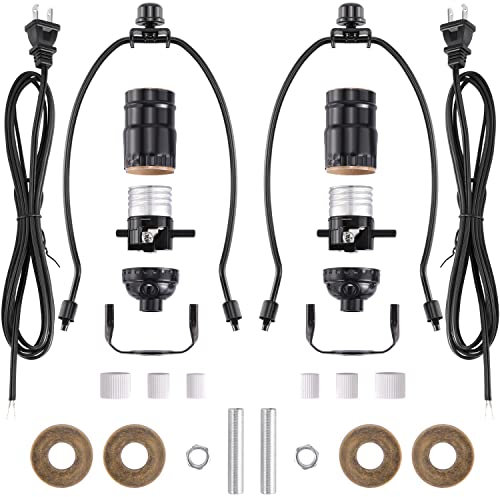 Canomo 2 Sets Bottle Making Kit - Includes All Adapters and Side Hole Socket - Make Wine or Other Bottle Lamps, Black