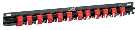 JCK Aluminium Spanner & Wrench Organiser Rack, 12 Hooks for Toolbox | Aluminum Rail with 12 Sliding Hooks and 304 Stainless Inserts for Wrenches, Toolboxes, Walls, Pegboards, and Workshops.