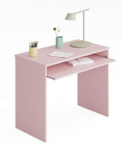JUANIO Mesa Escritorio para Ordenador Color Rosado - Dim : 79 x 90 x 54 cm