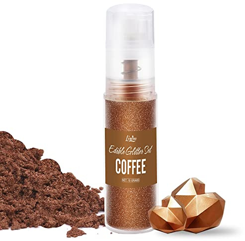 Edible Glitter Spray - 10g Edible Luster Dust Metallic Food Grade Coloring Glitter for Drinks, Cake Decorating, Baking - Edible Dust Powder Shimmer Dusting Powder for Icing, Gumpaste, Candy (Coffee)