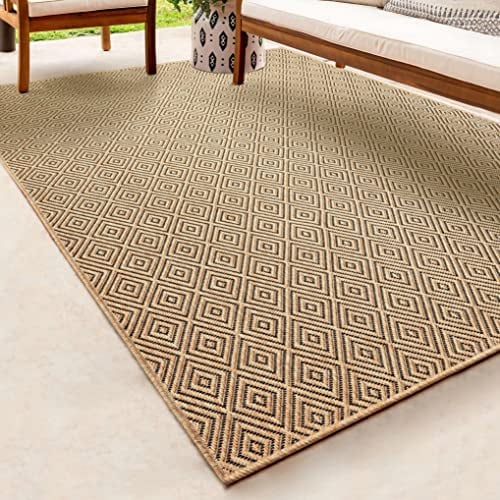 the carpet Kansas - robuster In- und Outdoor Teppich im natürlichen Jute-Look, wetterfest, geeignet für Terrasse und Garten, Raute, ca. 240 x 340 cm