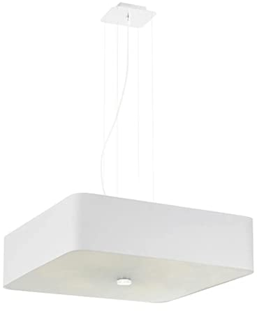 famlights Hängelampe Pendelleuchte Esstisch Lis in Weiß 5-flammig 550x550mm Modern schlichte LOKKO E27 Stoff Wohnzimmer Esszimmer | 5-flammig