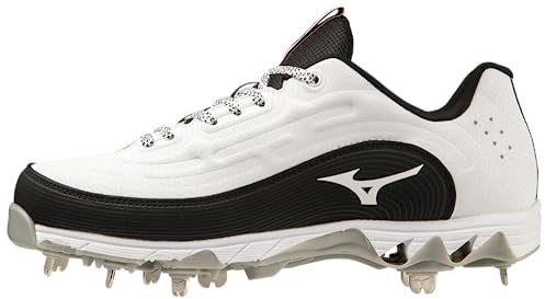 Mizuno Tacos de softball de metal bajo Swift 8 para mujer, Blanco/Negro, 42.5 EU