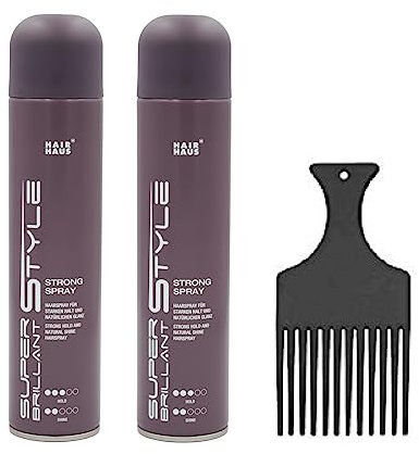 HAIR HAUS Super Brilliant Styler Haarspray strong 2er Pack mit Fingerstyler