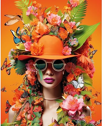 Malen nach Zahlen für Erwachsene, Studenten Anfänger Blumen-Poster Frau Bild Geschenk Ölgemälde-Kits auf Leinwand mit Pinseln, Acrylpigment, digitales Gemälde für Zuhause Zimmer Wanddekoration