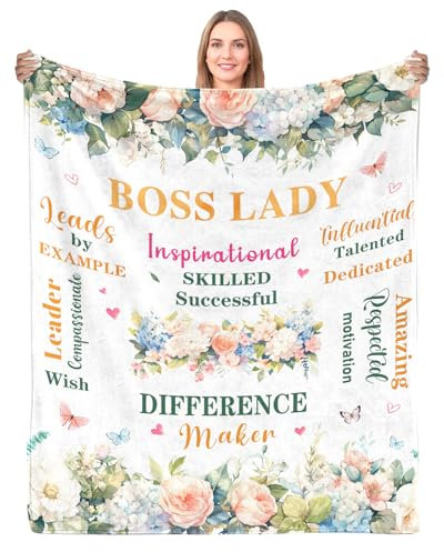 JOPJOLIW Coperta Boss Lady, Regali per i dipendenti, Regali per Capo Donna, Boss Day, Compleanno, Natale, Pensionamento, Apprezzamento, Boss Lady Flower Flanella Coperte 152,4 x 127 cm