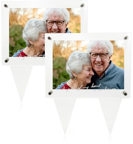 Suaific Wasserdichter Bilderrahmen für Grab Always in My Heart, vertikal, Acryl, für den Außenbereich, Gedenkstätten, Friedhofsdekorationen, Gartenmarkierer für Beerdigungsgeschenk (Mein Herz im