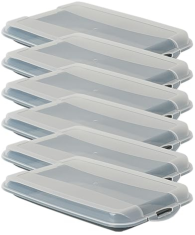 Novaliv 6er-Set Anthrazit Premium Aufschnittbox mit Transparentem Deckel, Frischhaltedosen für Wurst & Käse Maße 25x17x3 cm Kühlschrank Organizer Knäckebrotbox Wohnung must-have Küchen Gadgets