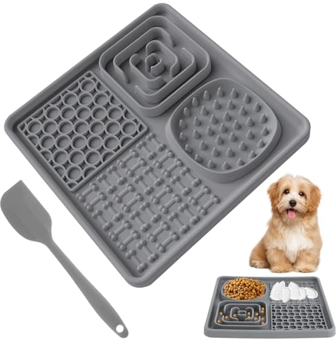Set de Tapis de Lèche pour Chien 20cm x 20cm - Distributeur Lent avec Ventouse, sans BPA - Pad à Lécher pour Dressage, Toilettage et Bain