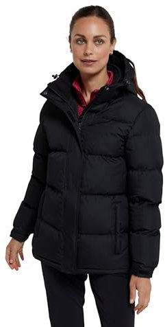 Mountain Warehouse Snow Womens Padded Jacket - Warm Water-resistant Full-zip Puffer Coat with Microfibre Insulation - Best for Spring Summer, Outdoors & Hiking Black Women's Size 14