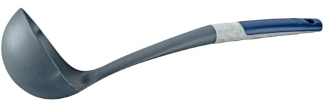 Tasty Schöpflöffel mit Messskala - 34x10,5cm, Ideal zum sicheren Abfüllen und Servieren, Temperaturbeständig bis +180°C, Grau/Blau, Spülmaschinenfest