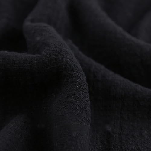 300cm x 130cm Stoffe Stoff aus Baumwolle und Leinen,Dünner Leinenstoff,Stoff Fabric Meterware,Fabric zum Nähen,Dekostoff für DIY Basteln Kleidungsdekoration Tischdekoration,Schwarz