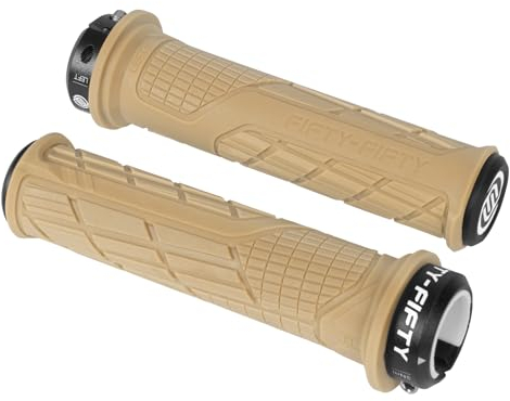 FIFTY-FIFTY MTB Griffe, Fahrradgriffe aus rutschfestem Gummi, Single Lock-on Fahrrad Griffe/Lenkergriffe MTB für Mountainbike, Enduro, Downhill, Trail, E-Bike (Sandsturm)