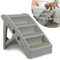 LILIIN Hundetreppe 4 Stufen, Klappbare Haustiertreppe mit Rutschfesten Teppichboden, Katzentreppe Hunderampe bis zu 75kg für Bett & Couch, Auto, Tiertreppe– Grau, 49 x 39 x 61 cm