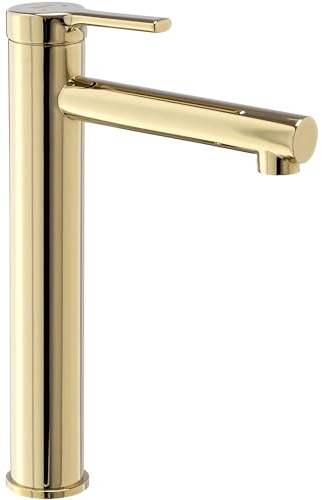 Rea Waschtischarmatur PIXEL GOLD HIGH Wasserhahn Bad Badarmatur aus Messing Armatur für Waschbecken Badezimmer Mischbatterie Waschbecken Einhebel (Gold)