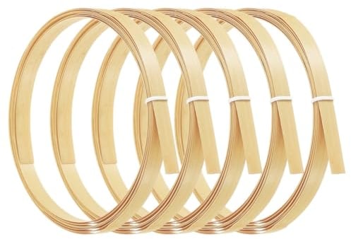 Knnuey Strisce di bambù per tessitura, 7/16 x 10 piedi, confezione da 5 pezzi, sottili e piatte, in vimini per la produzione di cesti fai da te, beige, facili da usare, pregevole fattura