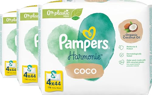Pampers Harmonie Coco Wipes - Pack of 12 x 44 Wipes