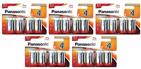 PANASONIC Lot de 5 Blisters de 4 Piles Alcalines Pro Power Gold LR20 / D - 1,5V