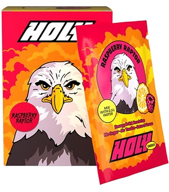 HOLY Energy Booster Probier-Box 'Raspberry Raptor' Energy Drink Pulver Himbeer & Yuzu - 10 Portionen mit NewCaff & Grüntee Extrakt - zuckerfrei, vegan, 100% natürliche Fruchtaromen
