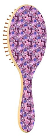 Japanese wood hair brush flower violet flat hair brush wooden hair brush wooden massage brush