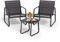 Bealife 3-teiliges Balkon-Set, 3-teiliges Bistro-Set aus Textilene-Stoff, 2 Sessel und 1 Tisch aus gehärtetem Glas, für Garten, Terrasse, Balkon
