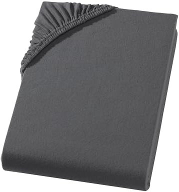 Spannbettlaken Topper 180x200-200x200 cm. Jersey Spannbetttuch 100% Baumwolle – Boxspringbett Topper Spannbettlaken für Matratzentopper bis 10 cm Matratzenhöhe Komfortables Bettlaken Anthrazit