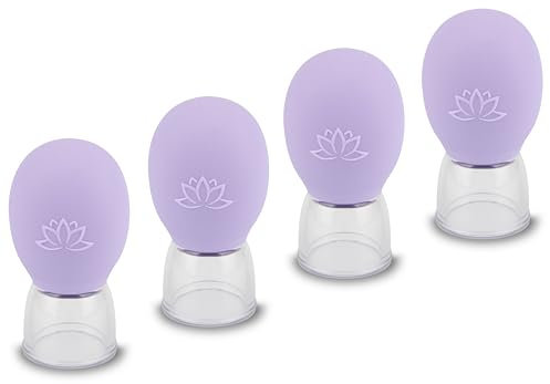 AYSYR 4 Stück Schröpfgläser Silikon Muttertagsgeschenk,Schröpfglas mit Baumwollsäckchen,Schröpfen Gesicht mit Vakuum Silikon Saugball,Feuerlosen Schröpfset,Cupping Set für Gesichtsmassage
