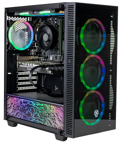 XUM Titan Prebuilt Gaming PC: AMD Ryzen 5 5500, Nvidia Geforce RTX 3050 6GB, 16GB DDR4 RAM, 500GB NVMe SSD, 1TB HDD, 500W PSU 80+ Bronze, aRGB, WiFi 5, Windows 11 Home, Entry Level, Black Case