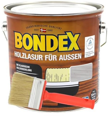 2,5l Bondex Holzlasur für Aussen plus Flächenstreicher (hellgrau)