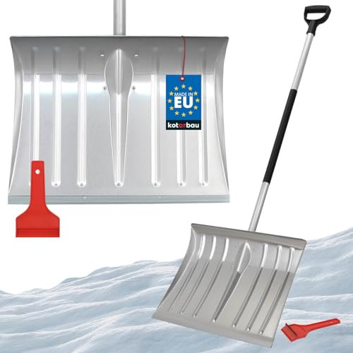 KOTARBAU® Set Schneeschaufel für Auto 50 cm mit Aluminiumstiel 138 cm + Eiskratzer Auto Set Schneeschieber für Auto zur Schneeräumung Scheibenkratzer Auto mit Gummilippe Snow Shovel Car