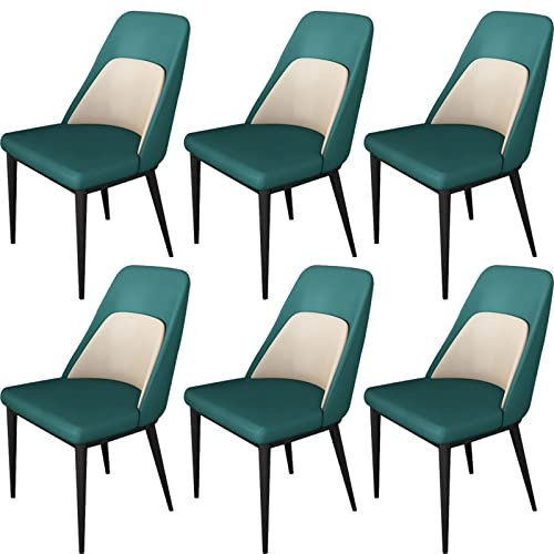 JIESOO Esszimmerstühle 6er-Set Küchenstühle mit Kunstleder-Rückenlehne Aus Mikrofaser,Moderne Wohnzimmer-Beistellstühle Aus Der Mitte Jahrhunderts mit Metallbeinen(Green)