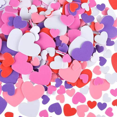 CHRORINE 350 Stück Herzaufkleber aus Schaumstoff zum Valentinstag, selbstklebende Herzformen, bunte Aufkleber für Valentinstagsdekoration/Hochzeitsbedarf/DIY-Kunsthandwerk – gemischter Stil 6