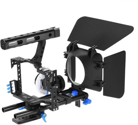 C500 Aluminum Alloy Camera Camcorder Video Cage Rig Kit Film Making System with 15mm Rod Matte Box Follow Focus Handle Grip for Panasonic GH4 Replacement for Sony A7S/A7/A7R/A7RII/A7SII