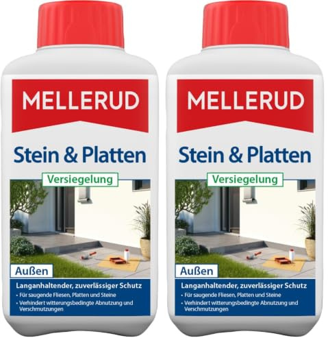 MELLERUD Stein und Platten Versiegelung | 1 x 0,5 l | Wasserabweisender und lichtbeständiger Schutz von saugfähigen Untergründen im Innen- und Außenbereich (Packung mit 2)