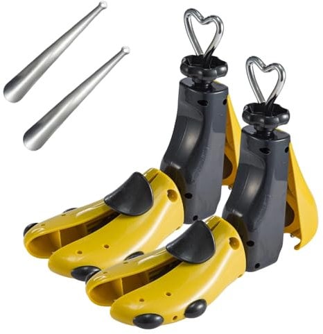 Universal Shoe Stretcher with a Metal shoe horn – Adjustable Length/Width Expander Boot Widener Stretch Left/Right Use for Tight Shoes | Fits Flats, Sneakers Men Women (2-Pack, For Shoes Size 8-12)
