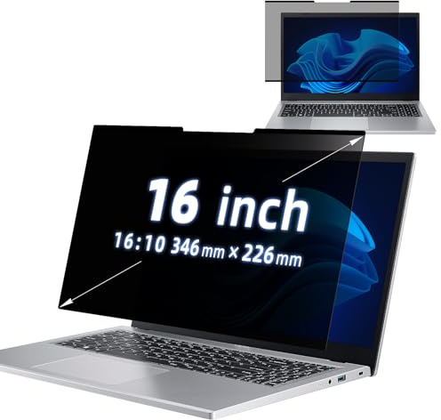 MokaZii Nano-Adsorption Confidentialité Filtre pour 16 Portable 16:10, Filtre Protecteur d'écran, Amovible Anti-Lumière Bleu Protection Ecran PC Compatible avec Les écrans tactiles