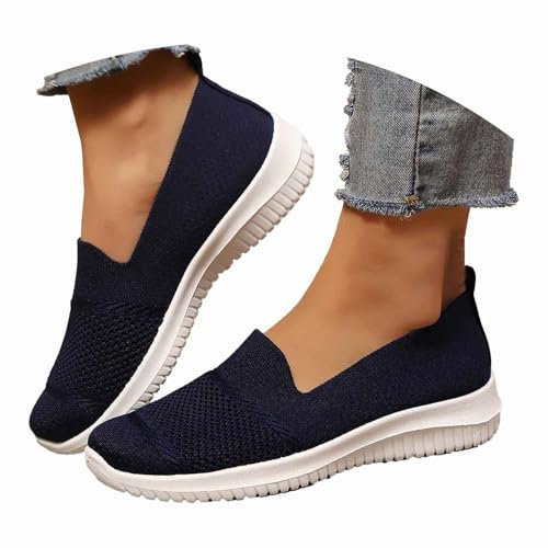 Chaussure Orthopédique Femme Pied Large Ete Baskets Femmes Légères Sneakers Maille Confortables pour Marche, Travail & Été Sandales Chaussures Bleu Marine