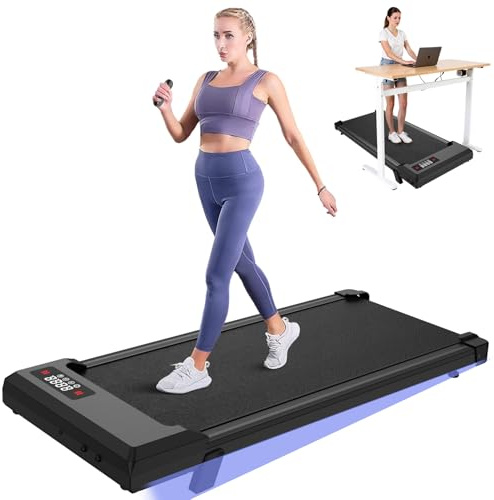 Dskeuzeew Walking Pad Treadmill with 7% Incline, 8KM/H Under Desk Portable Running Machine for Home Office, Compact Mini for Small Spaces, Installation-Free, Remote Control, LED Display