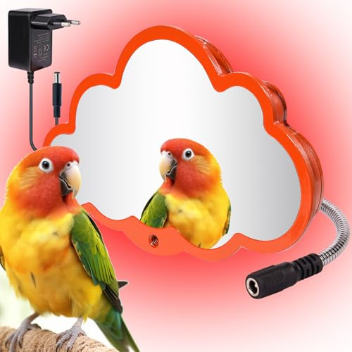 Svauoumu Vogelkäfig Heizung Elektrisch mit Spiegel,Heizung für Vogeltränke im winter,Wärmelampe Für Vögel Mit Temperaturregelung,Papageien Heizung Draussen,Für Vögel,Kleine Haustiere,12V 18W
