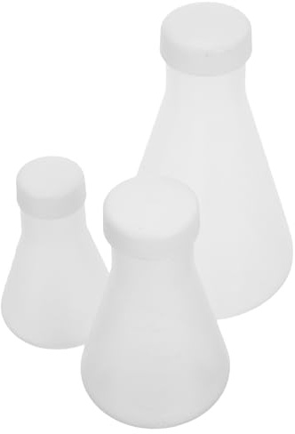 Sosoport 3pcs Plastic Conical Flasks Wide Mouth Narrow Neck Triangular Design Educational Science Lab Equipment for School Experiments and Interactive Learning