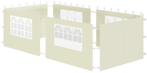 Zelsius Panneaux latéraux pour pavillon 3x6 m | Ensemble de 6 pièces, Beige | Panneaux latéraux de pavillon 4 pièces pour pavillons 3 x 3 m, UV30, Paroi latérale de tente de jardin avec fenêtre, Mur