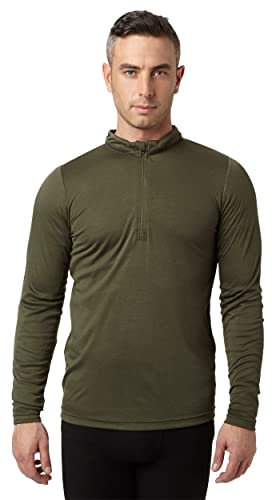 Peter Storm Men's Long Sleeve Thermal Zip Baselayer with Half Zip, Men's Thermal T-Shirt, Men's Warm Underwear Baselayer Top, Khaki, L