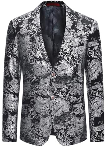Allthemen Blazer Lusso Uomo Paisley Floral Jacquard Giacche | Bottoni Ricamati, Risvolto a Tacca, Tessuto Leggermente Elastico, Retro e Raffinato, 2 Tasche con Patta, per Feste Matrimoni